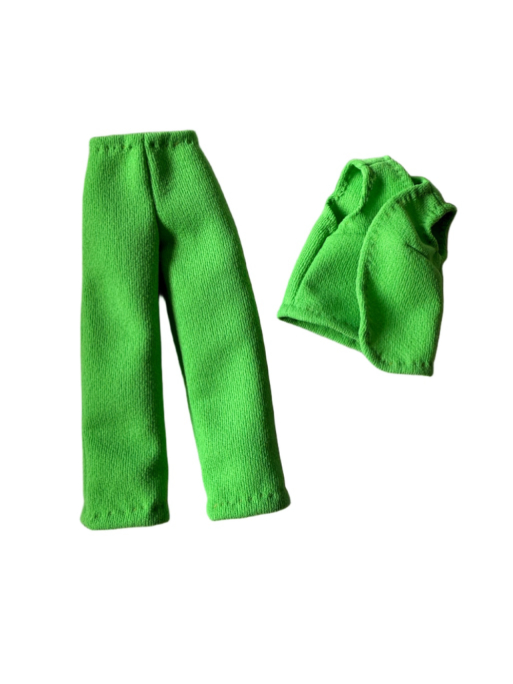 Vintage Barbie and Friends Clone lime green knit doll clothing set Pants & Vest